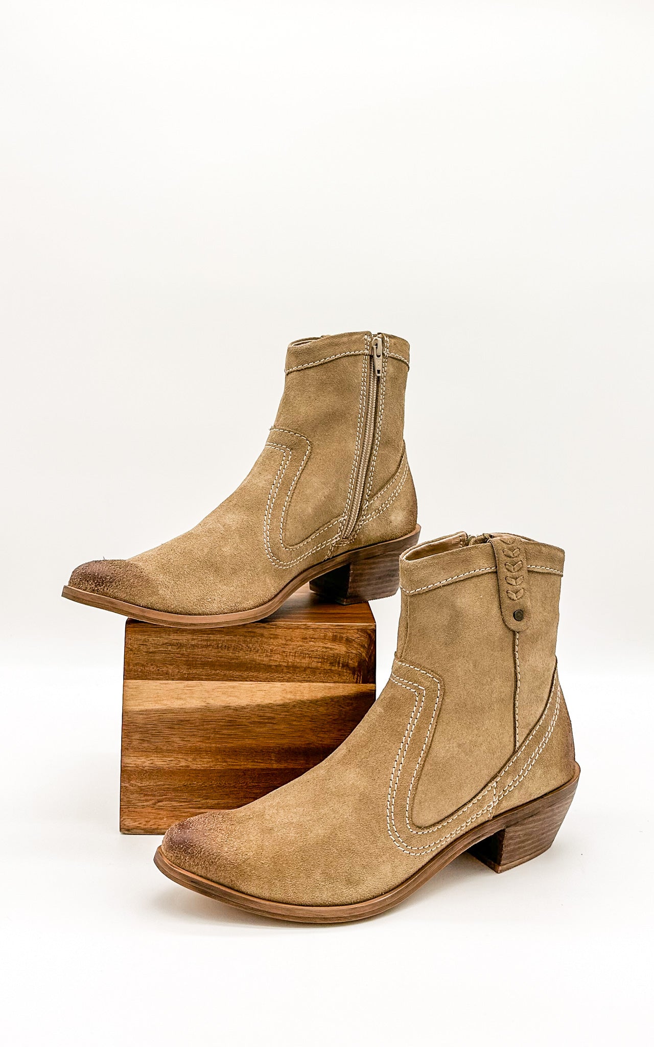 Smithy Suede Ankle Boot in Tan MadreForte LLC