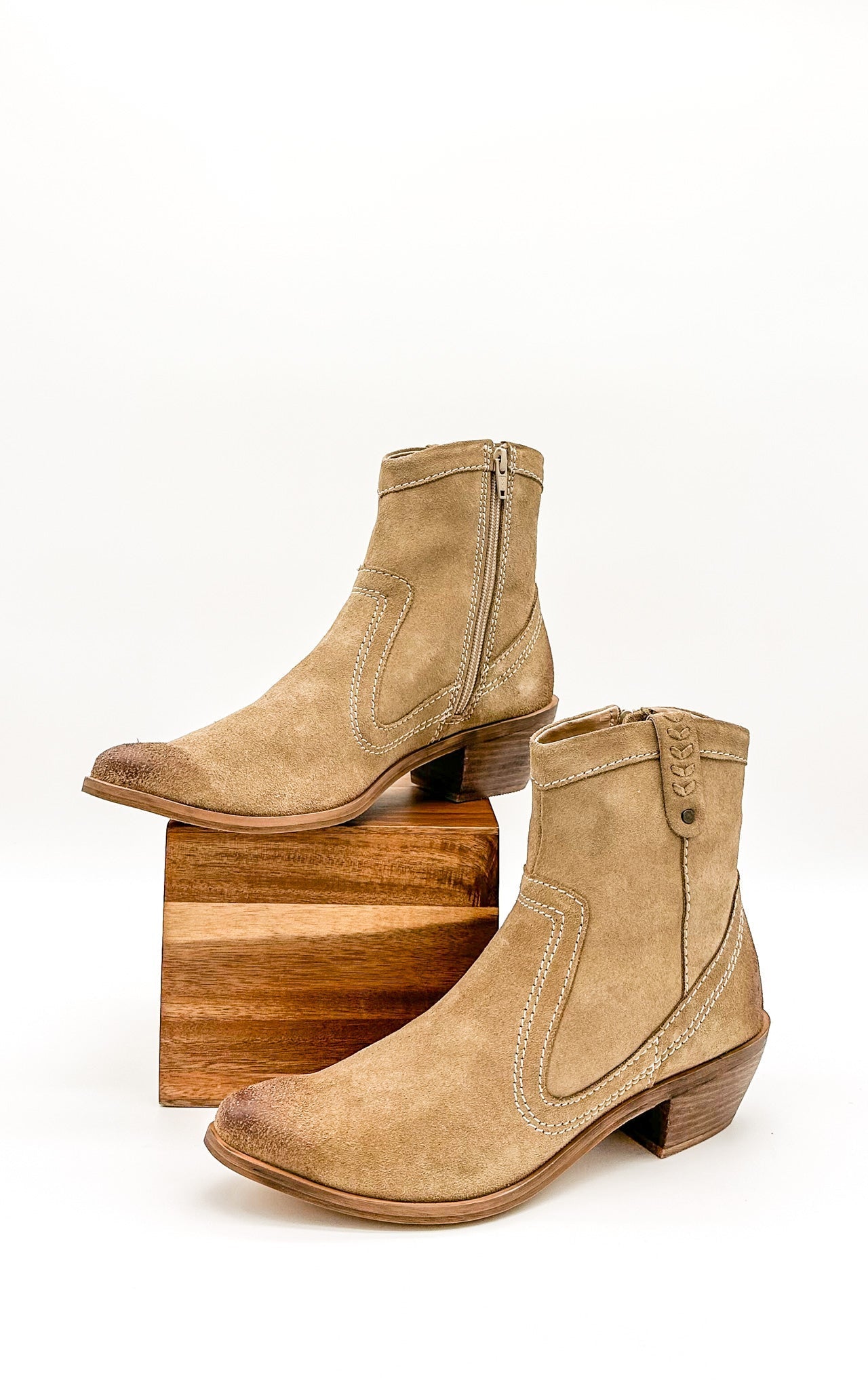 Smithy Suede Ankle Boot in Tan MadreForte LLC