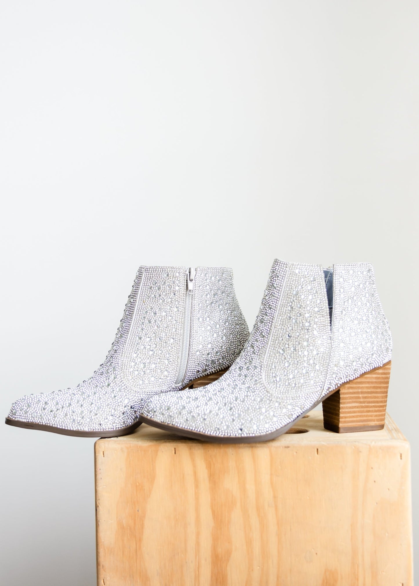 Shine Star Rhinestone Bootie in Silver MadreForte LLC