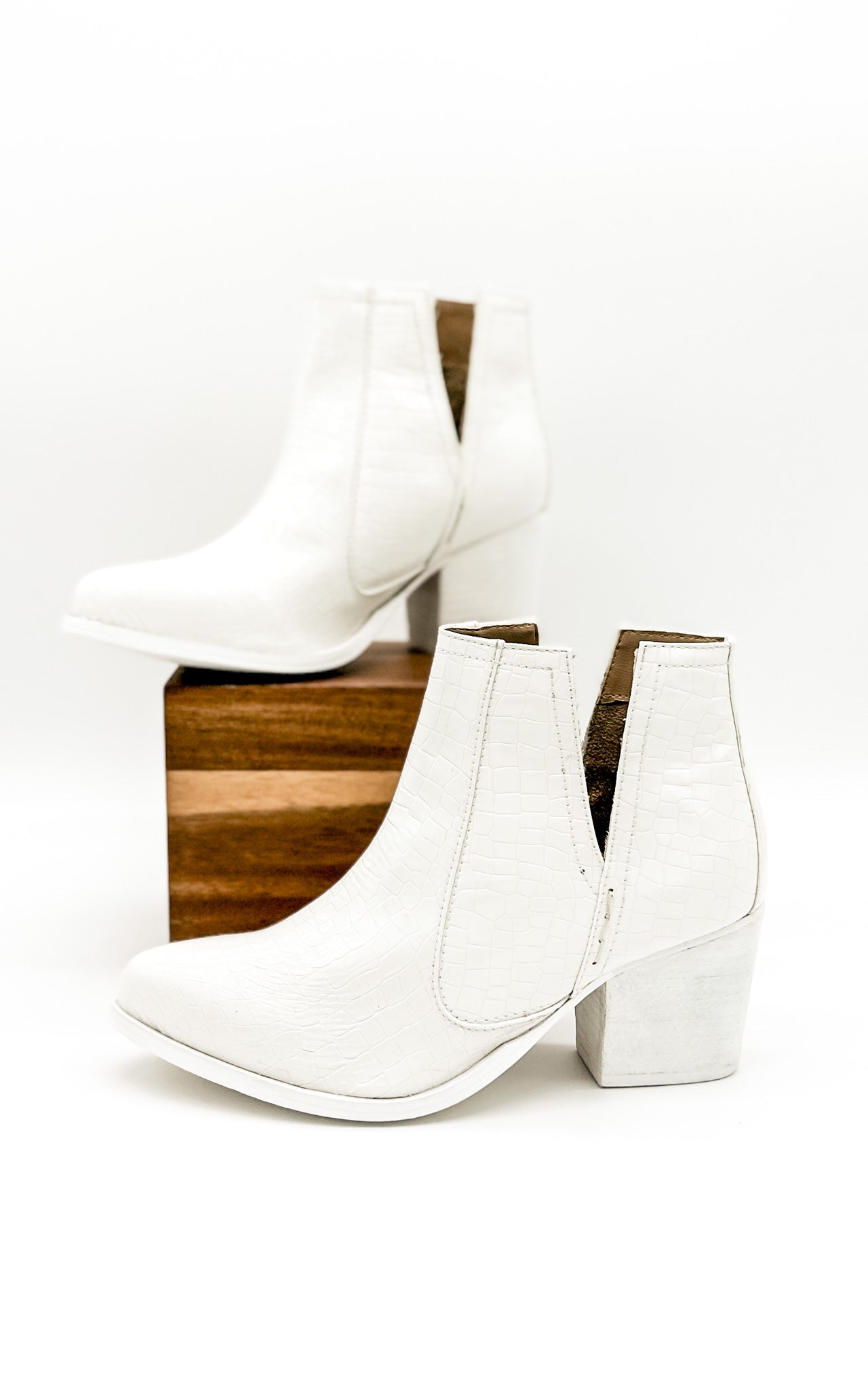 Tarim Bootie in White Croc MadreForte LLC