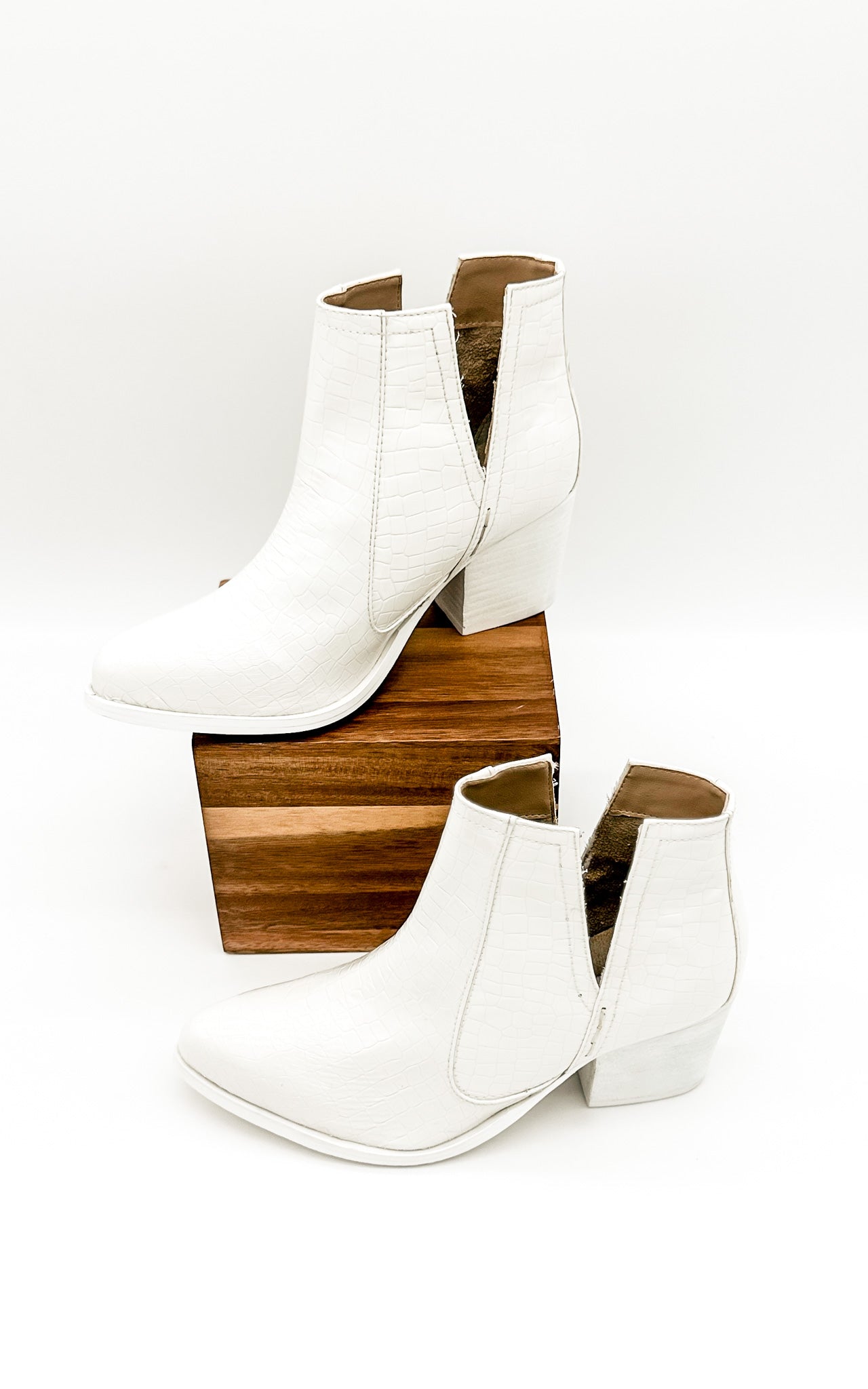 Tarim Bootie in White Croc MadreForte LLC