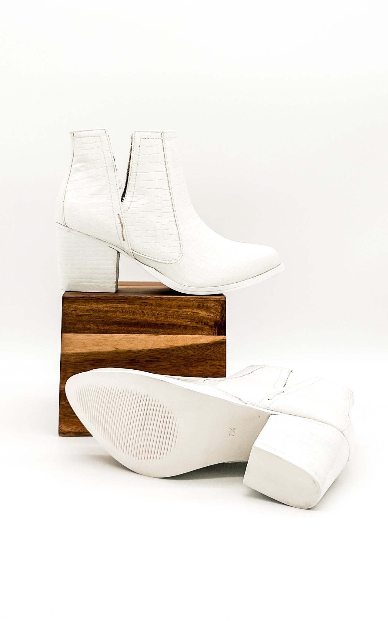 Tarim Bootie in White Croc MadreForte LLC