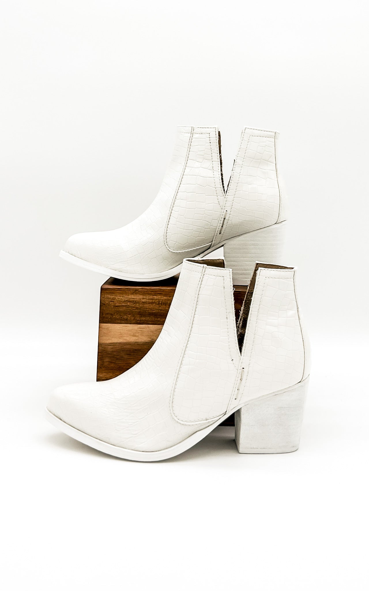 Tarim Bootie in White Croc MadreForte LLC