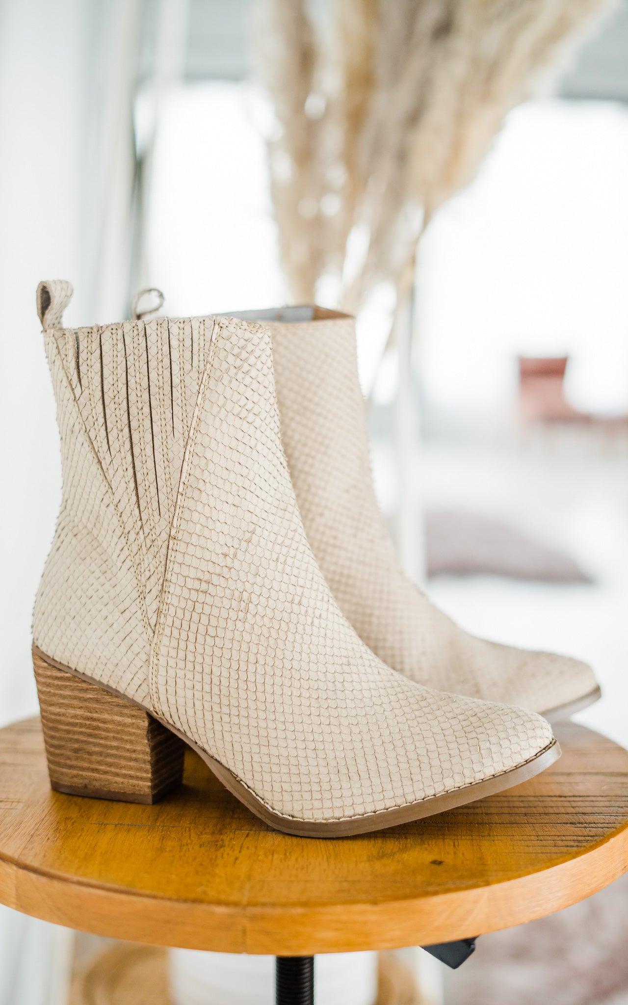 Taris Ankle Boot in Cream MadreForte LLC