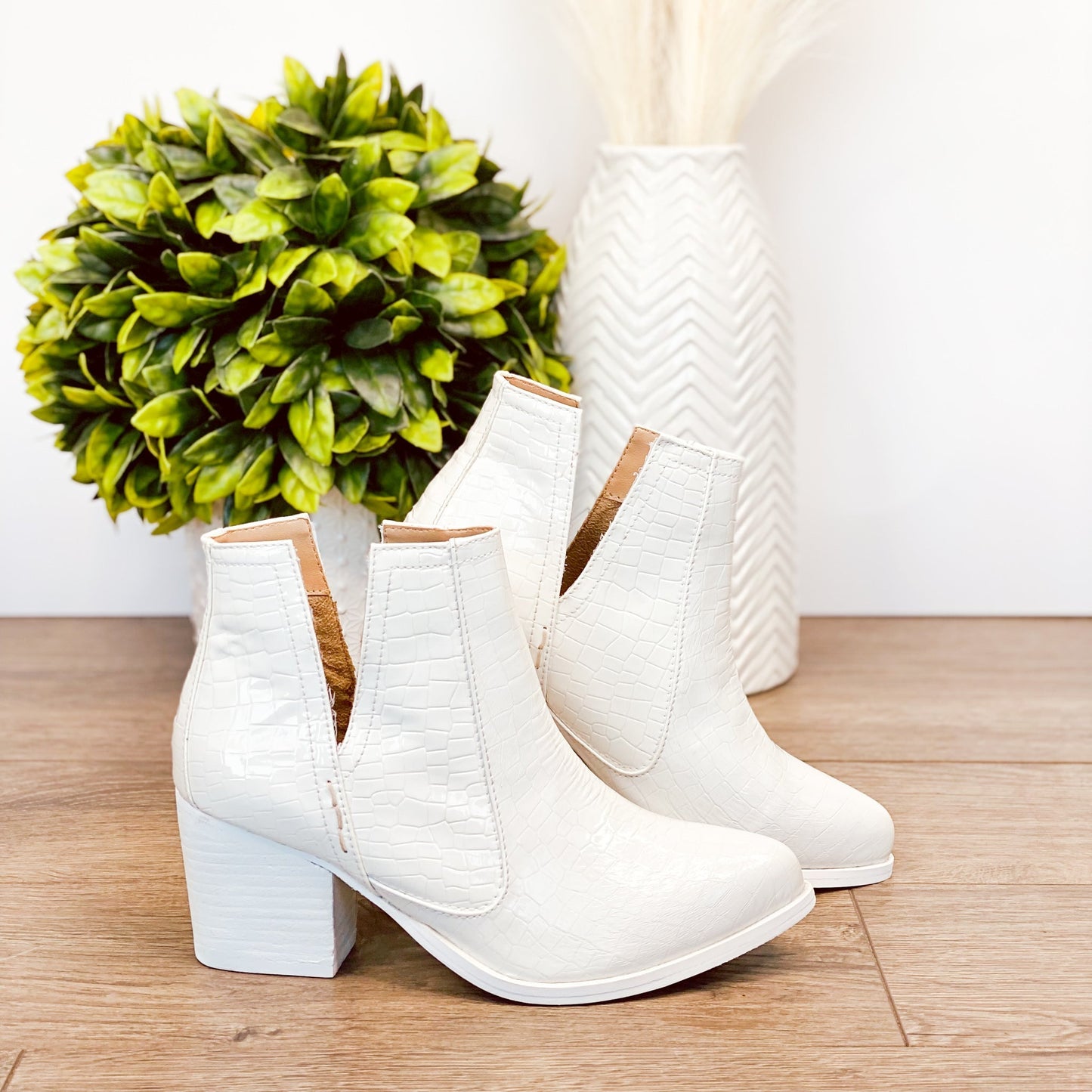 Tarim Bootie in White Croc MadreForte LLC