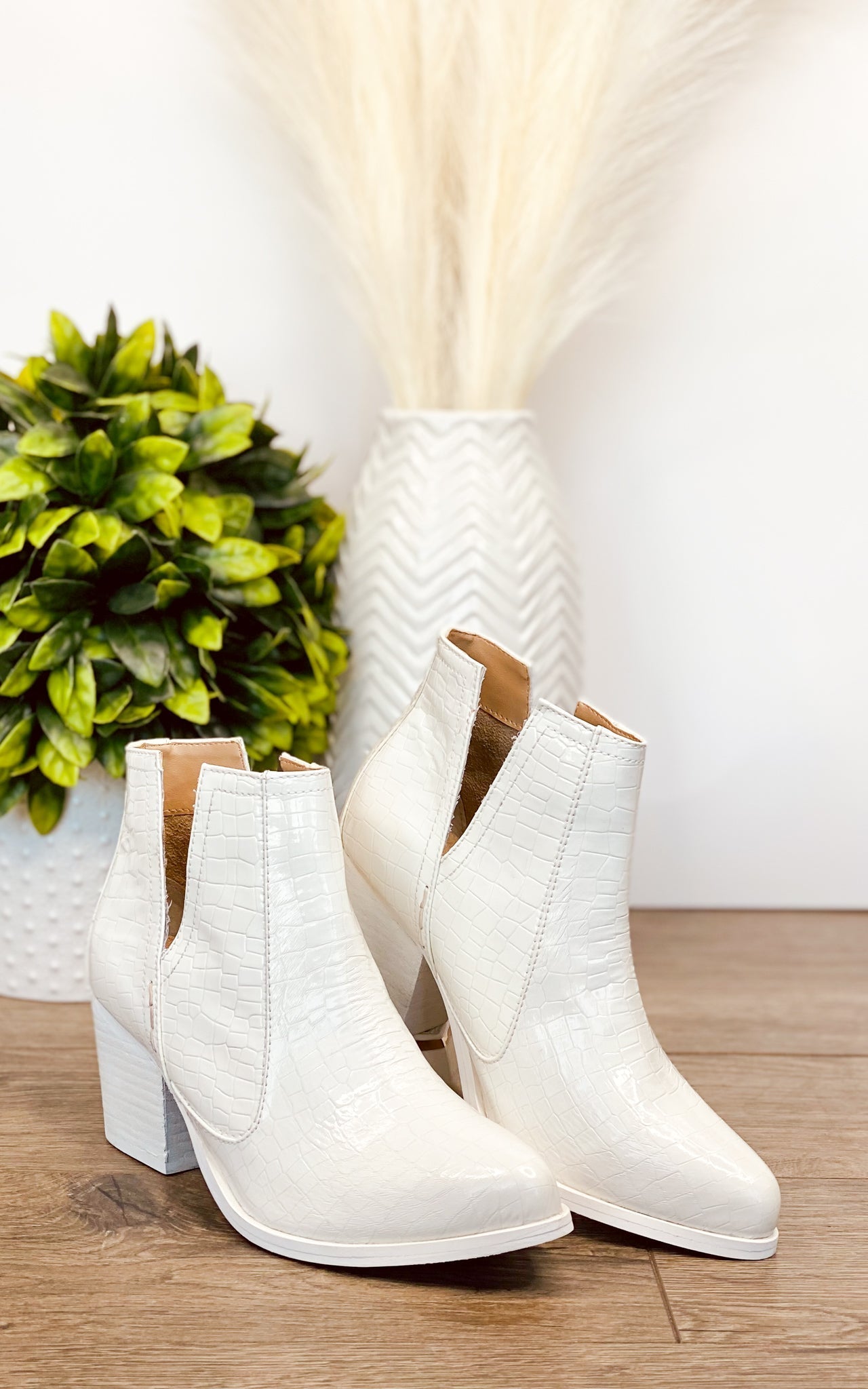 Tarim Bootie in White Croc MadreForte LLC