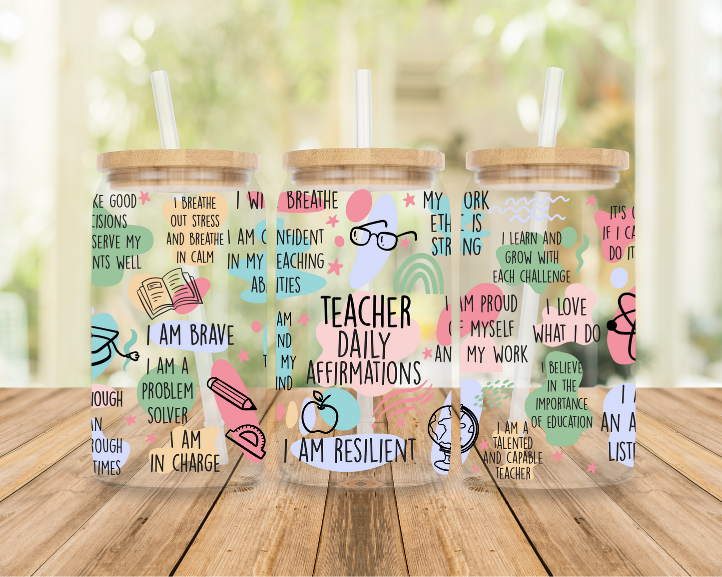 Teacher Affirmations | Sipper Glass, 16oz MadreForte LLC