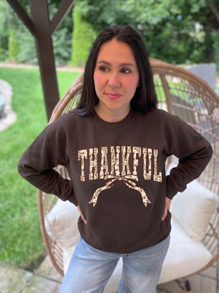 Thankful Floral Bow Sweatshirt.