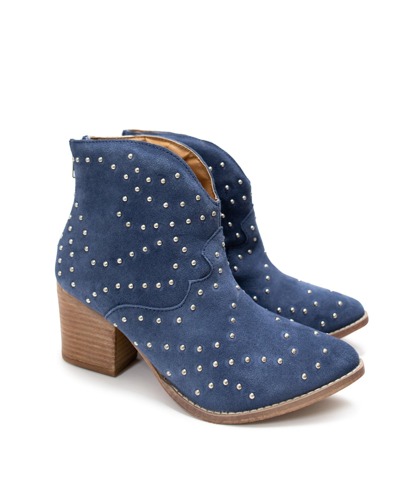 Twilight Studded Heeled Ankle Boot in Denim MadreForte LLC