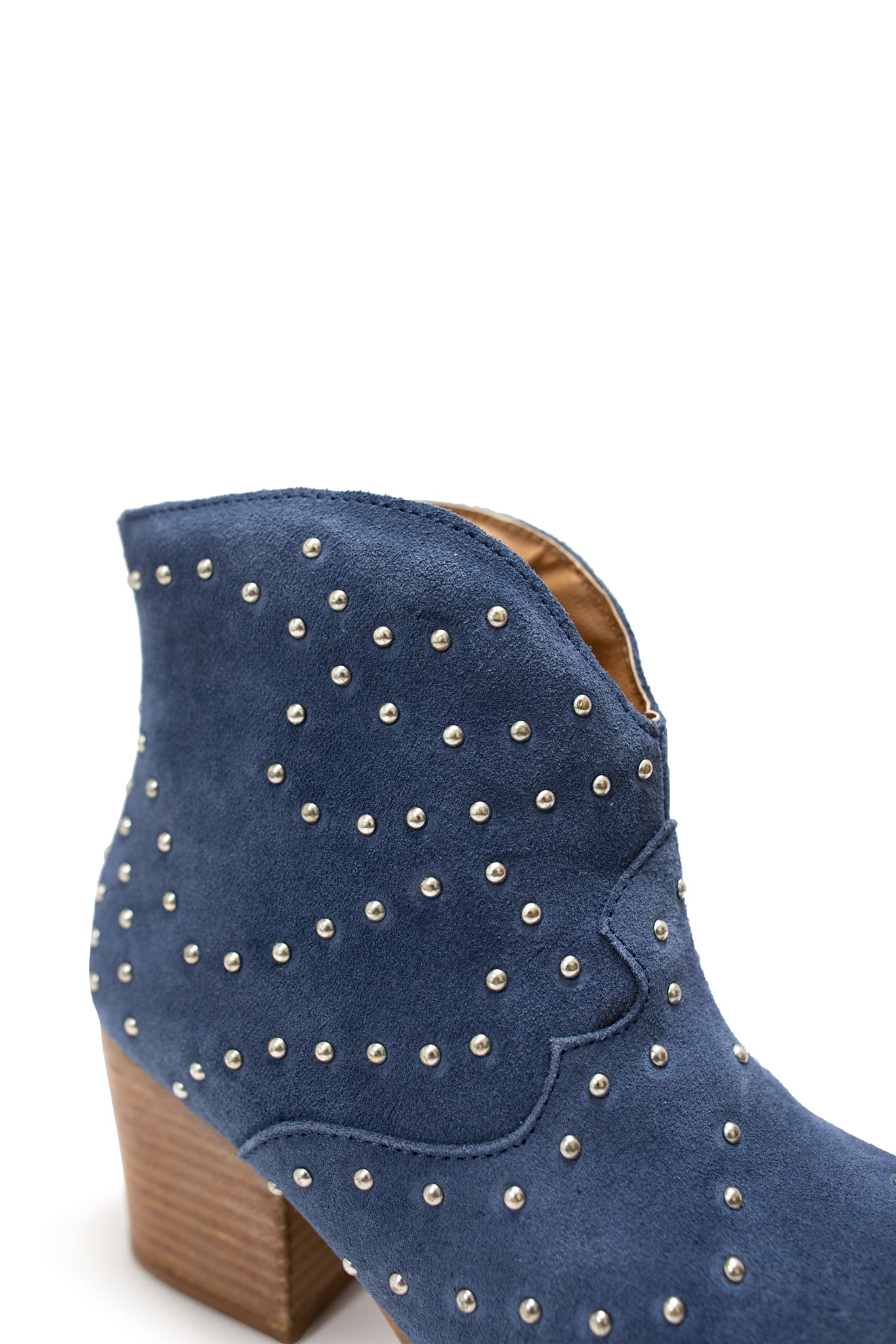 Twilight Studded Heeled Ankle Boot in Denim MadreForte LLC