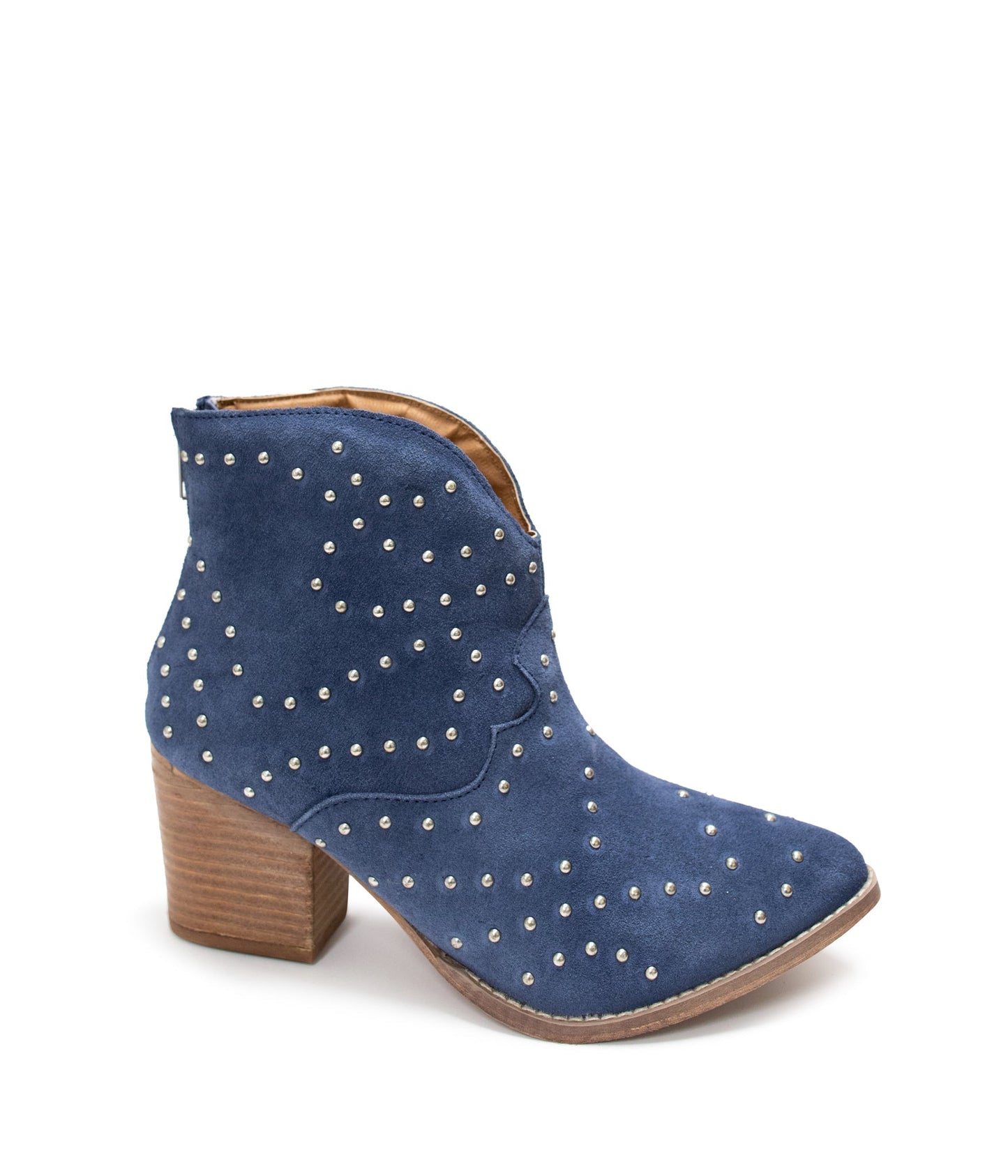 Twilight Studded Heeled Ankle Boot in Denim MadreForte LLC