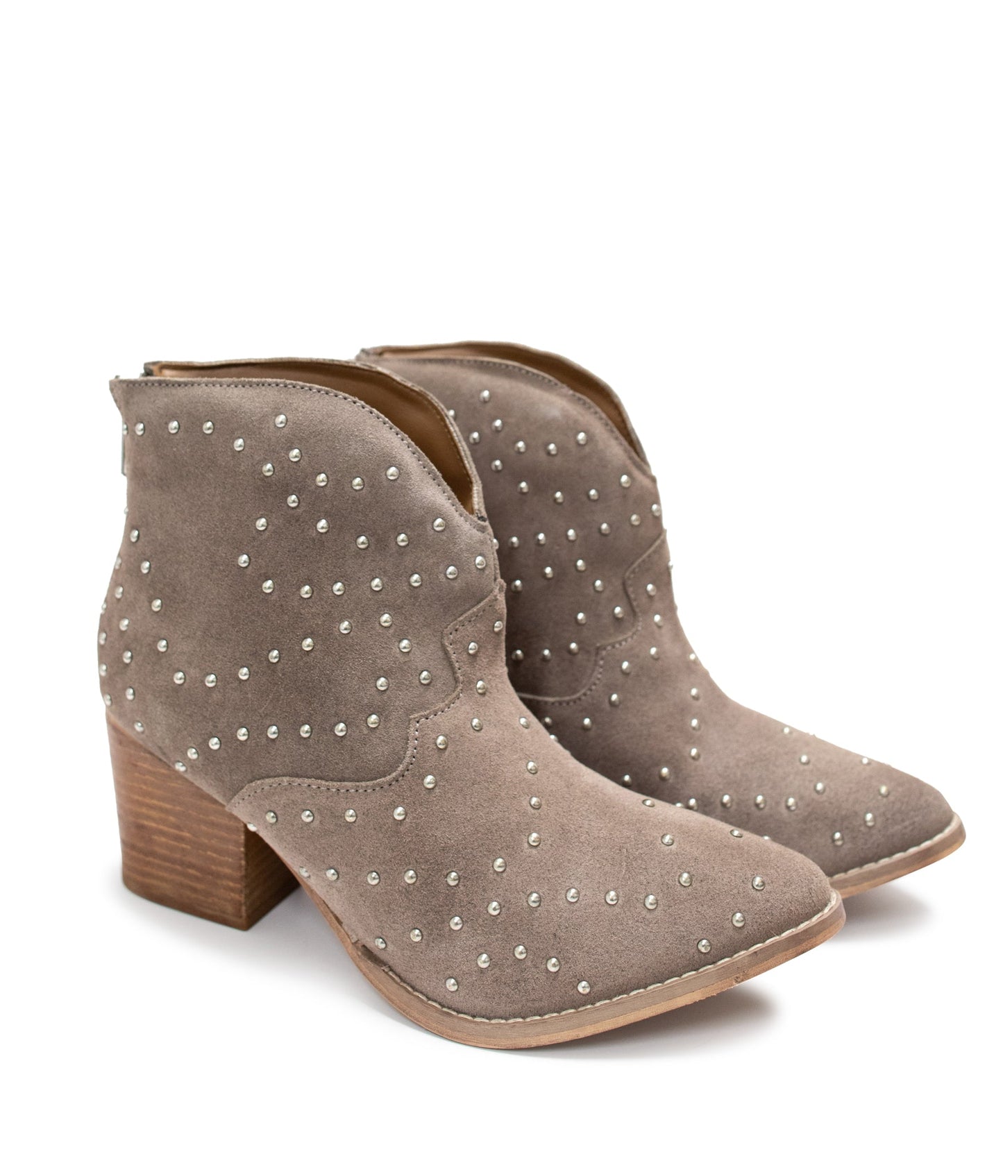 Twilight Studded Heeled Ankle Boot in Taupe MadreForte LLC