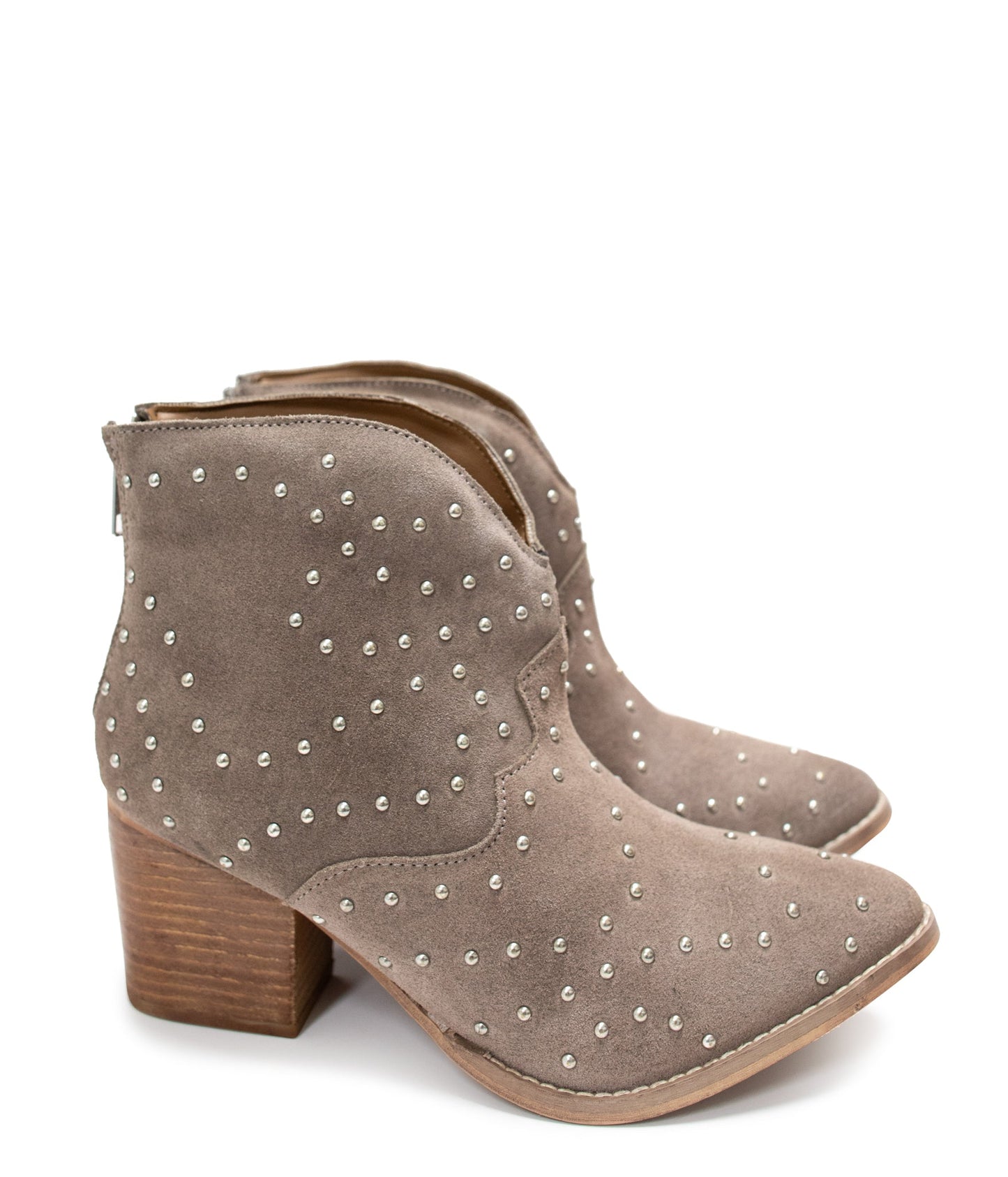 Twilight Studded Heeled Ankle Boot in Taupe MadreForte LLC