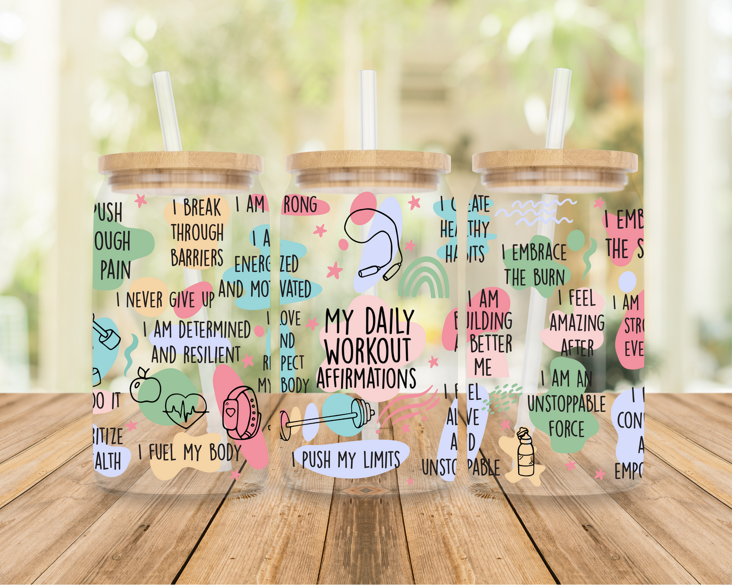 Workout Affirmations | Sipper Glass, 16oz MadreForte LLC