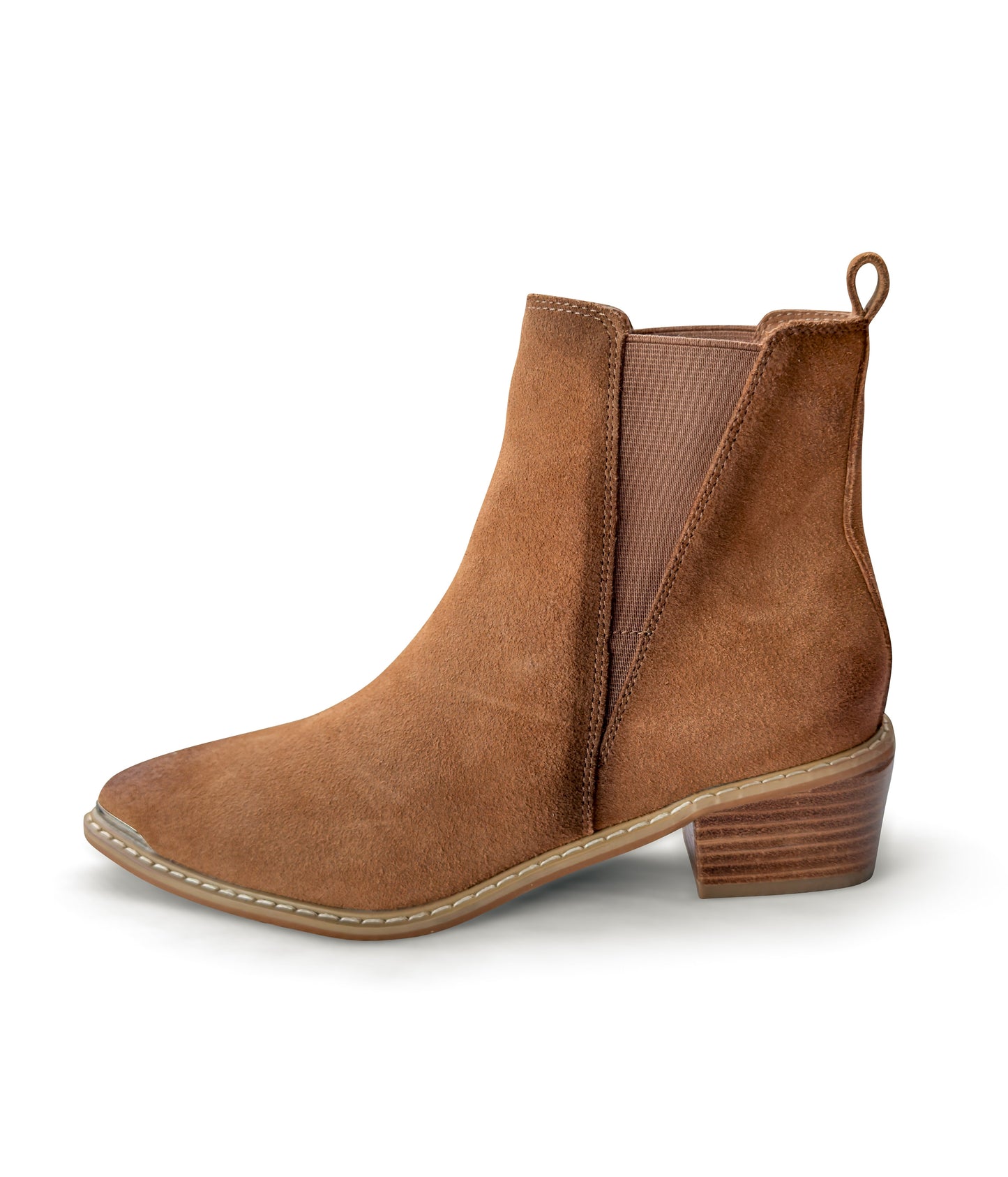 Wylie Suede Ankle Boot in Tan MadreForte LLC