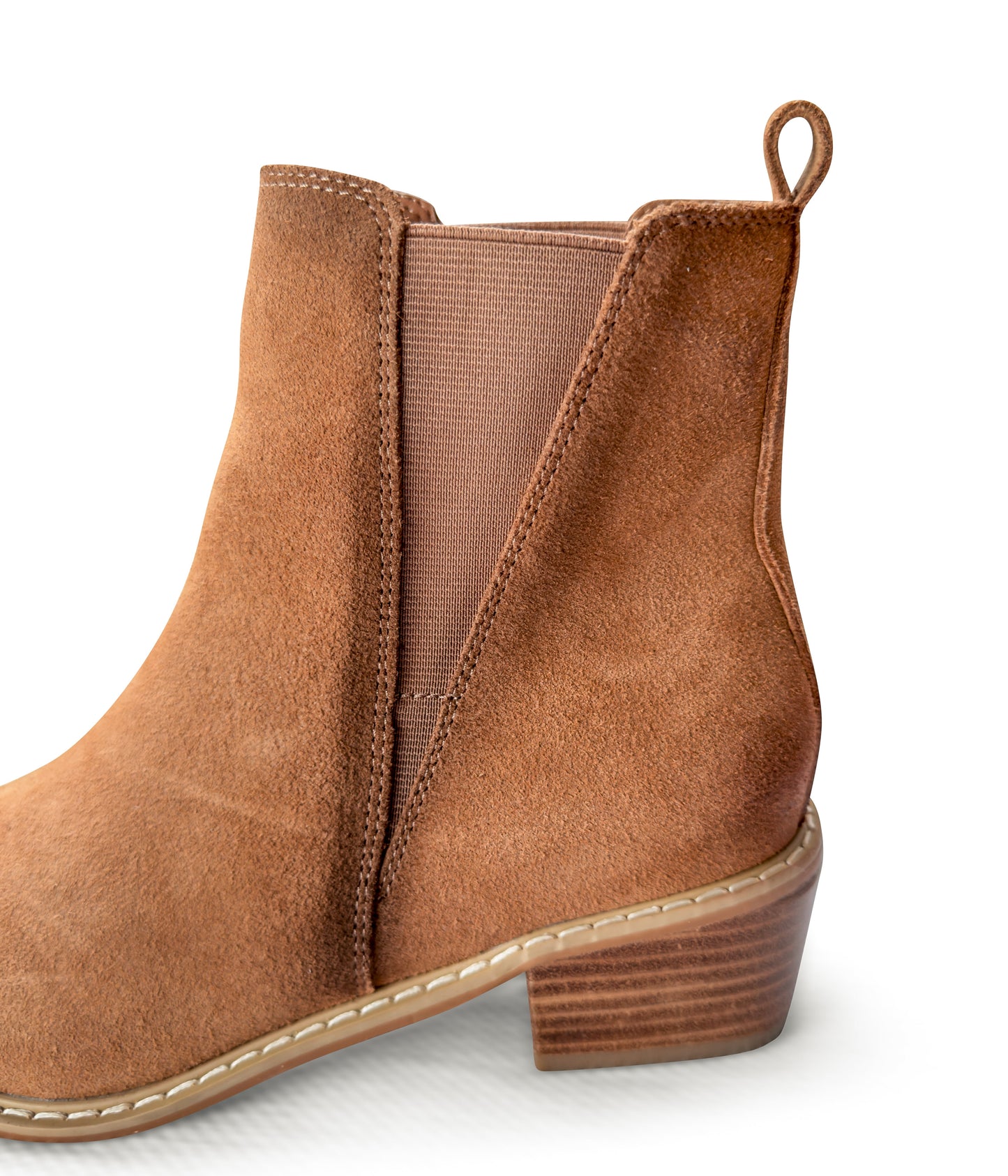 Wylie Suede Ankle Boot in Tan MadreForte LLC