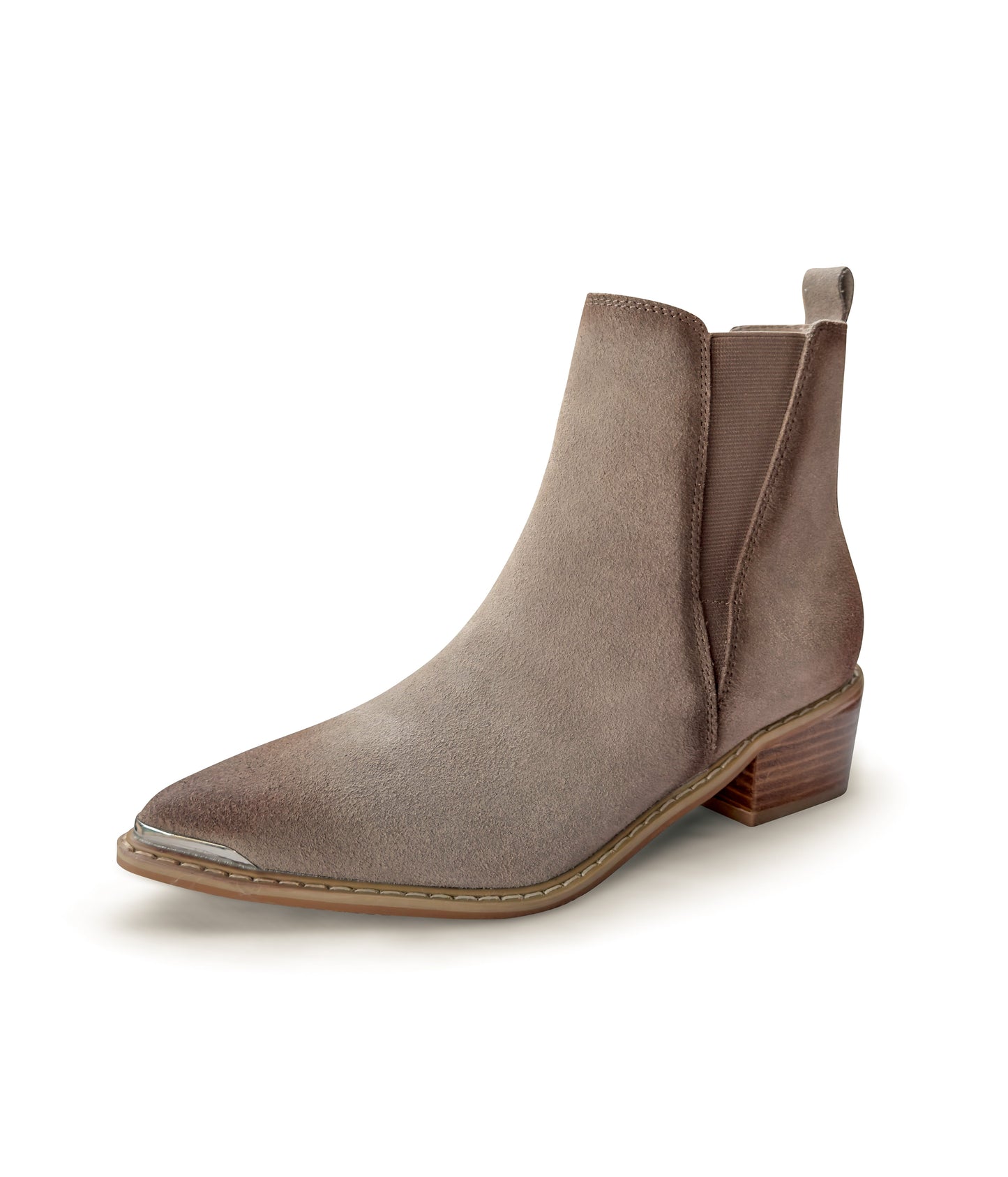 Wylie Suede Ankle Boot in Taupe MadreForte LLC